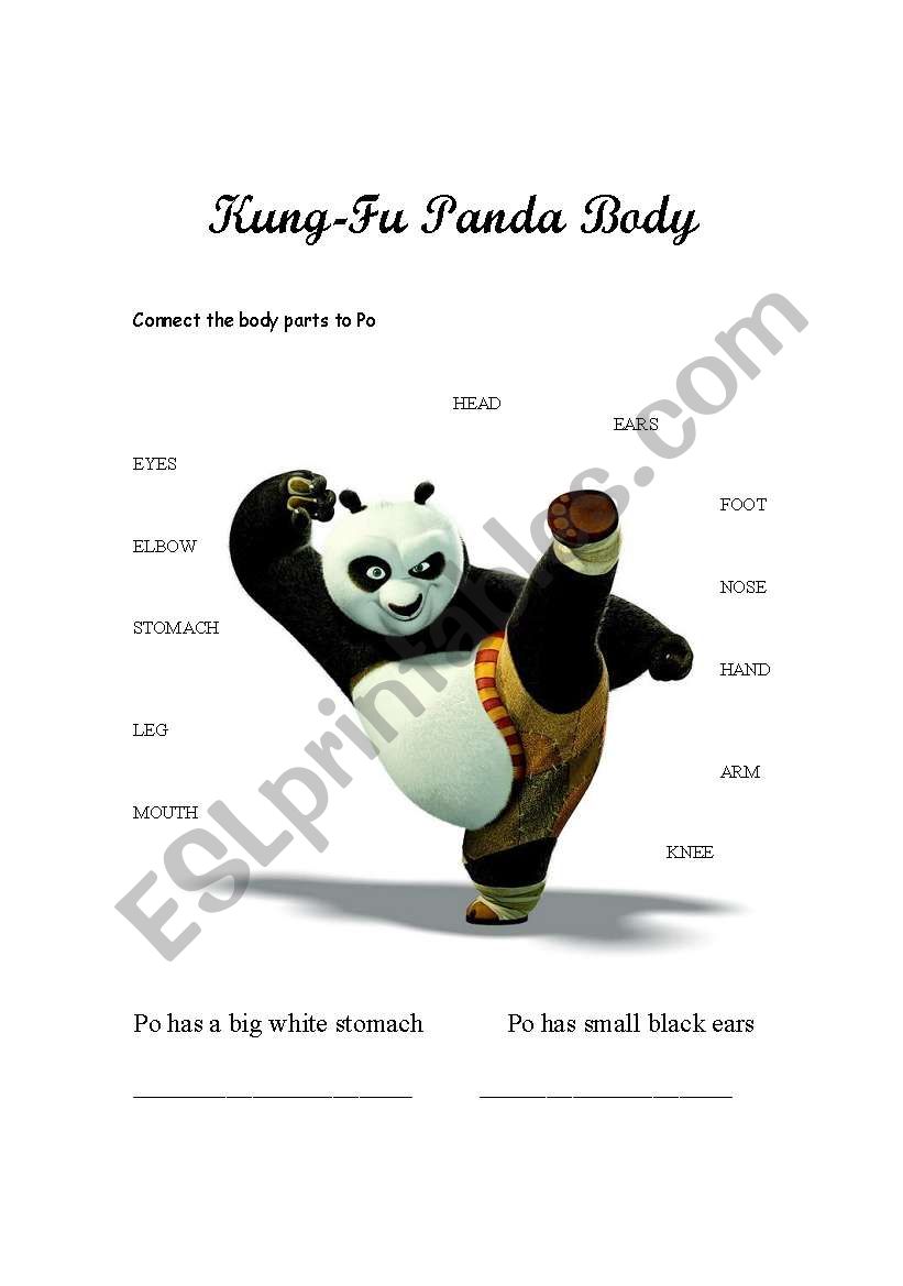 Kung fu Pana Body worksheet