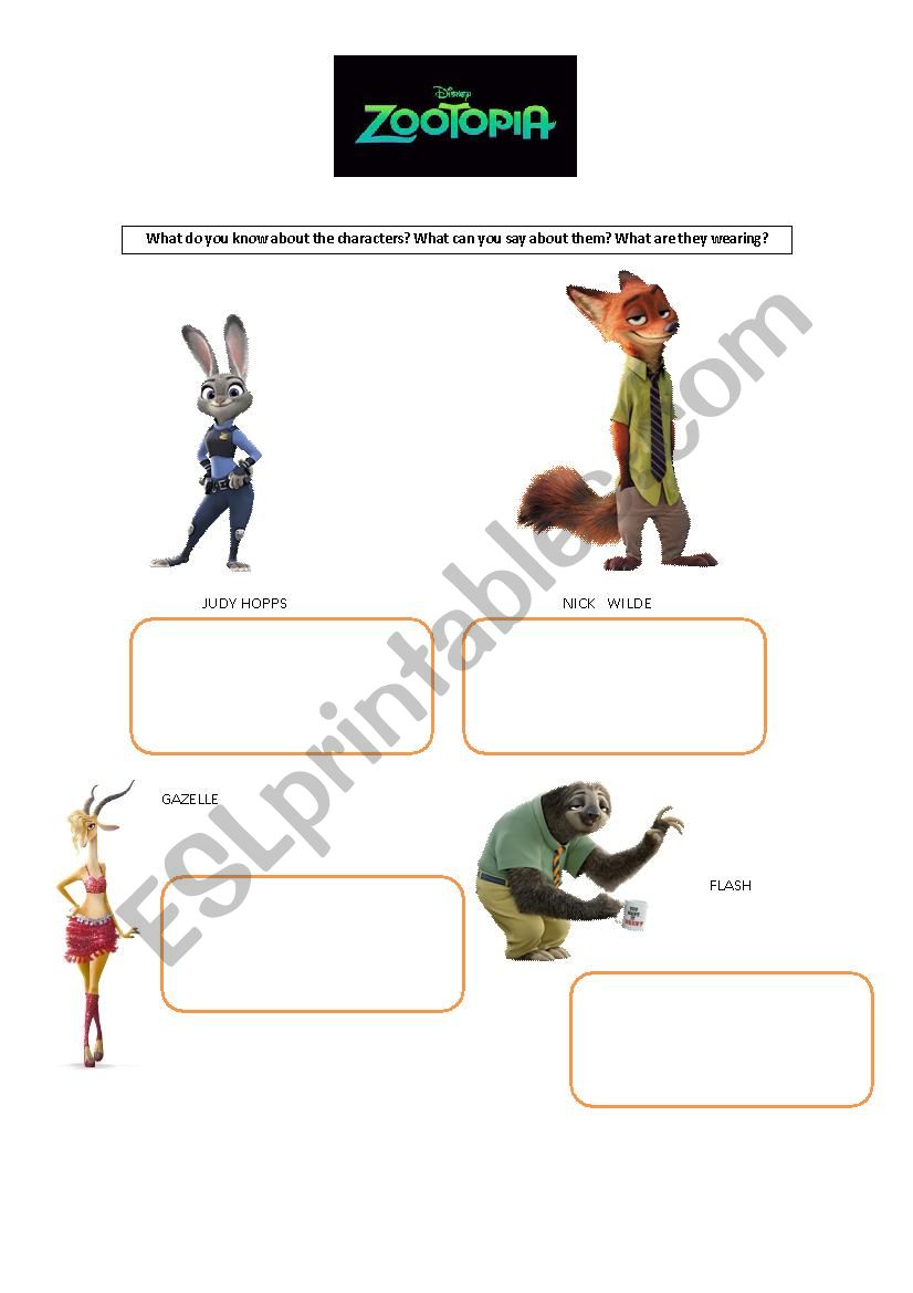 ZOOTOPIA - TRAILER ACTIVITY worksheet