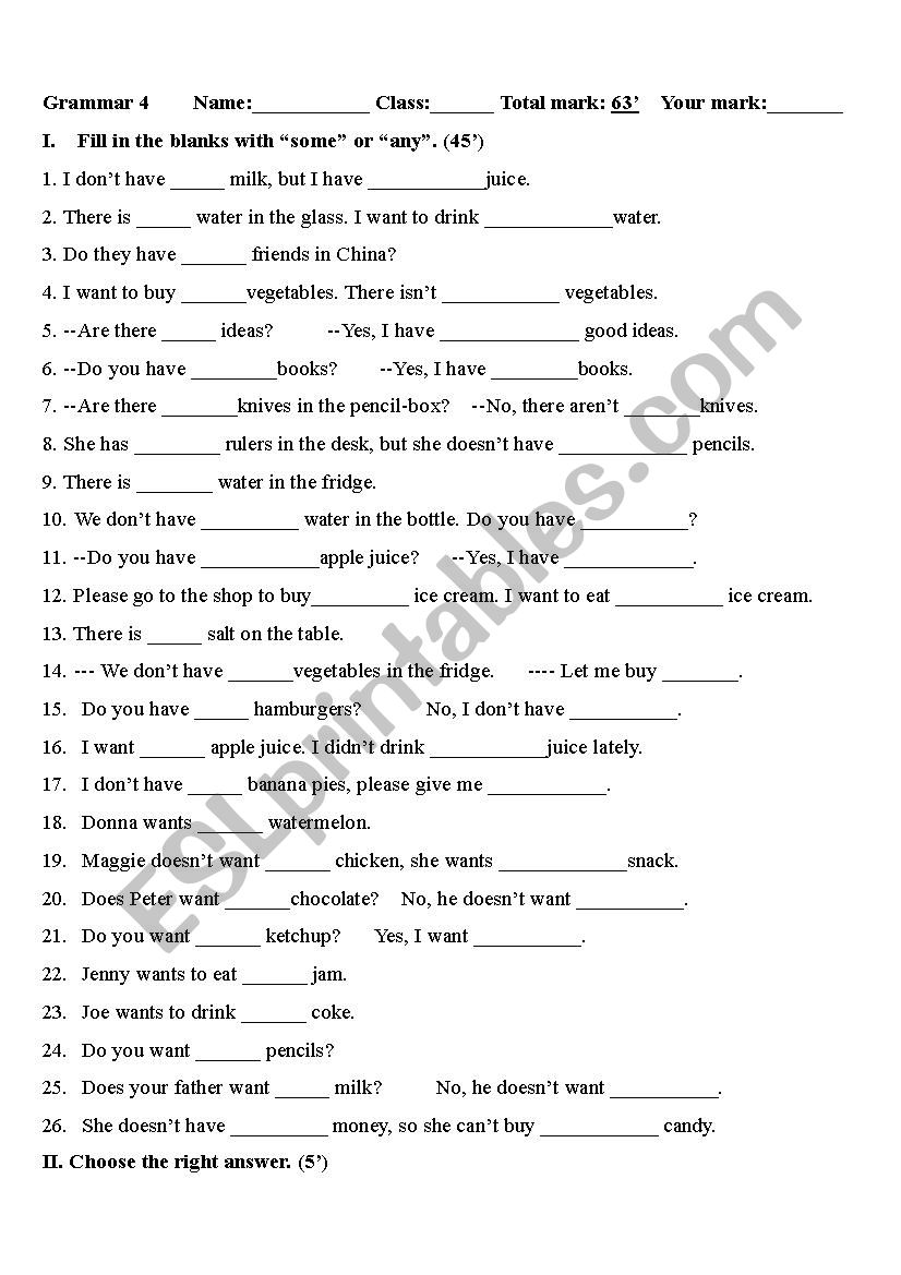some,any worksheet