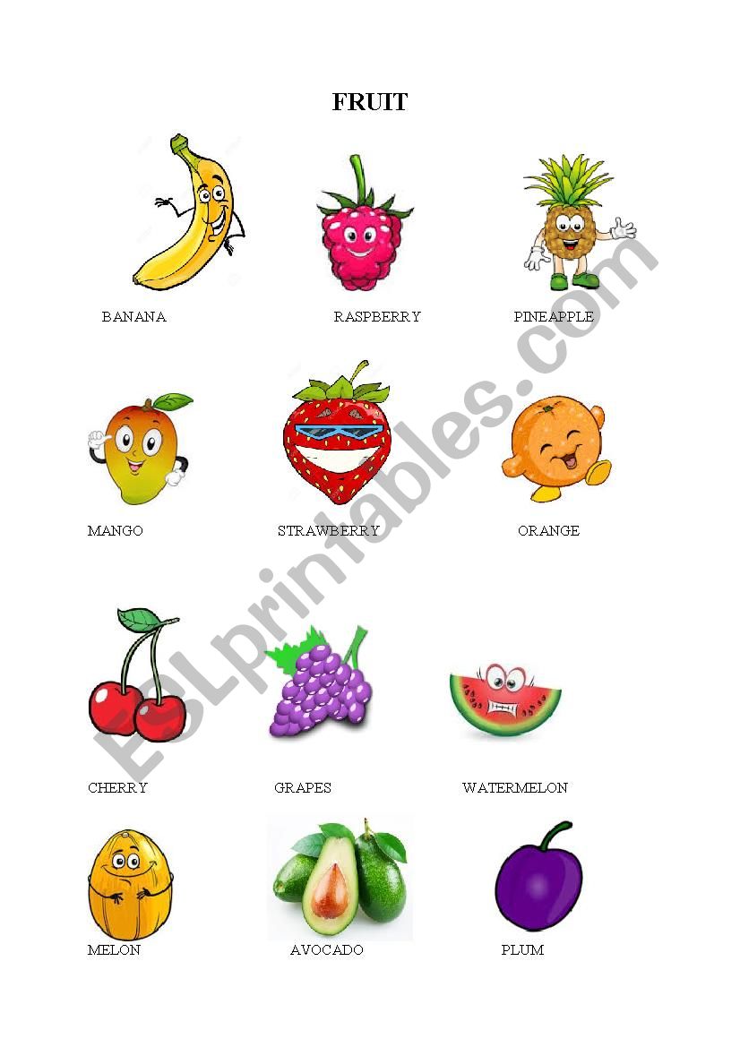 FRUIT worksheet