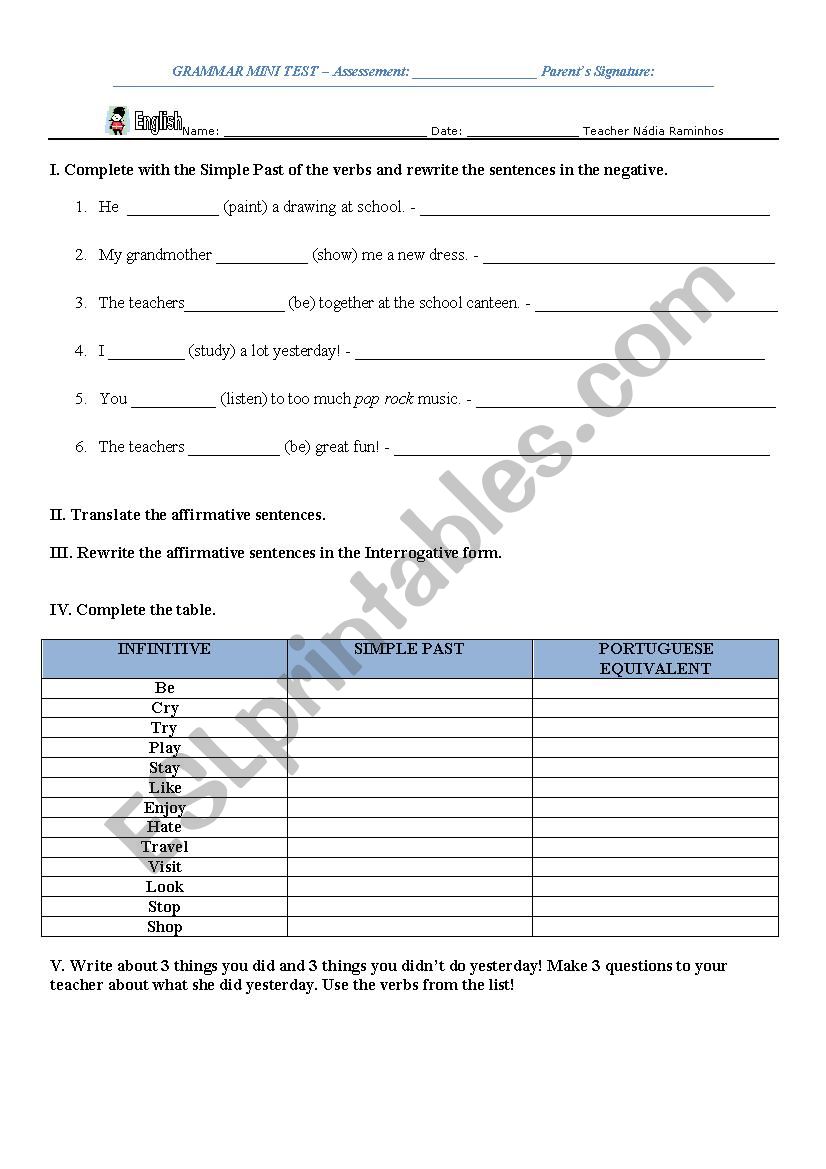 Simple Past - Regular verbs worksheet