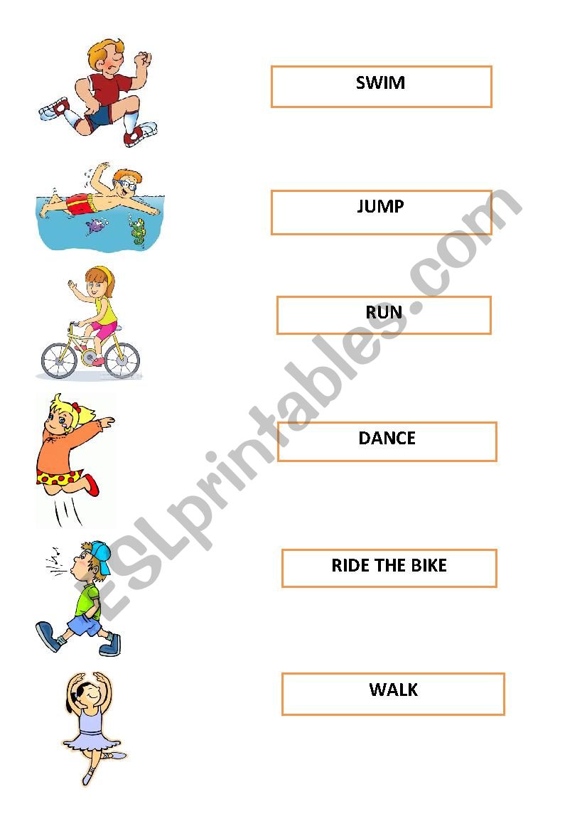 Actions for kids worksheet