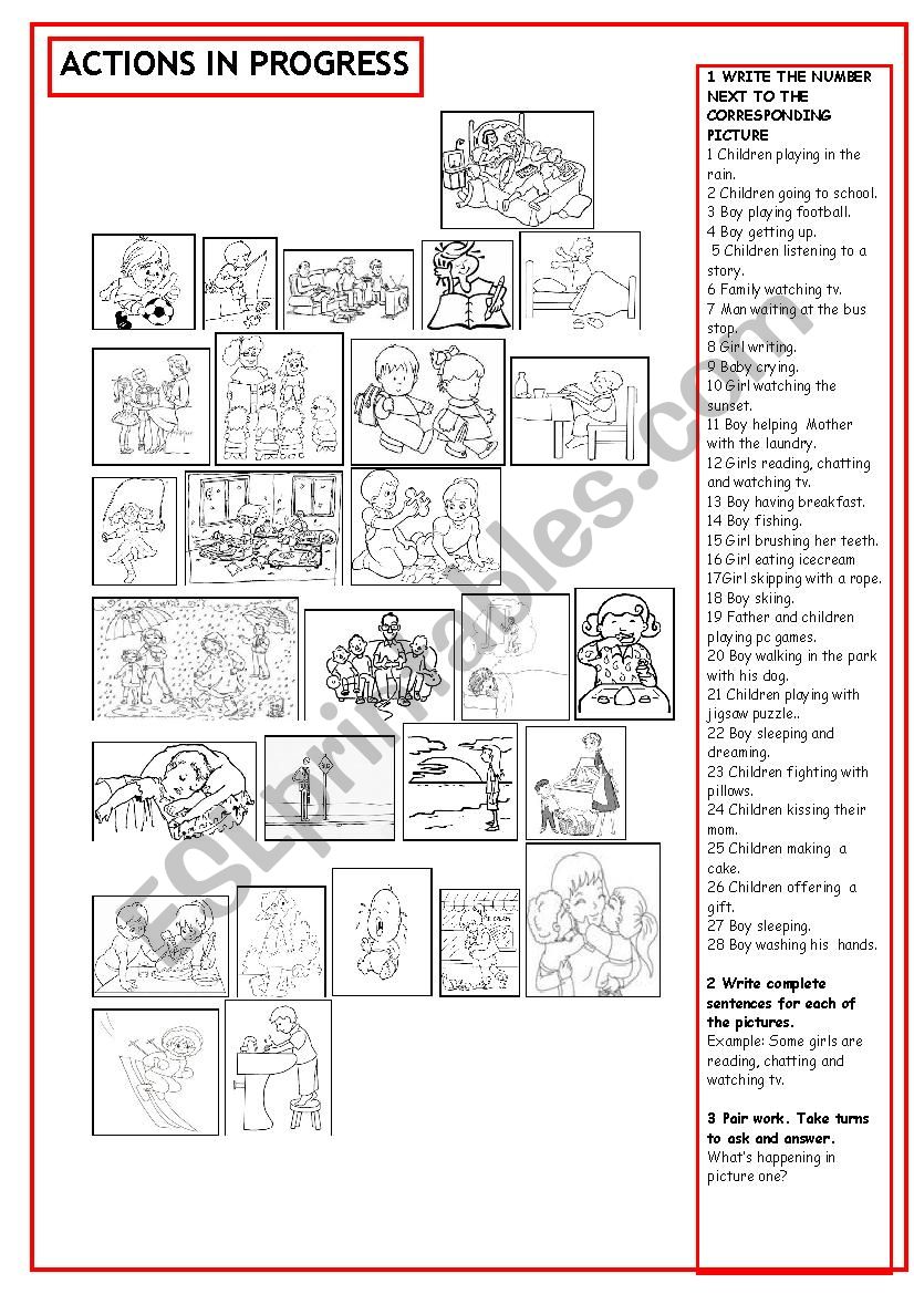 Actions in progress worksheet