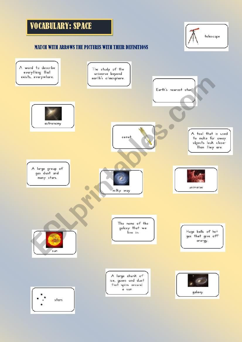 Space Vocabulary worksheet