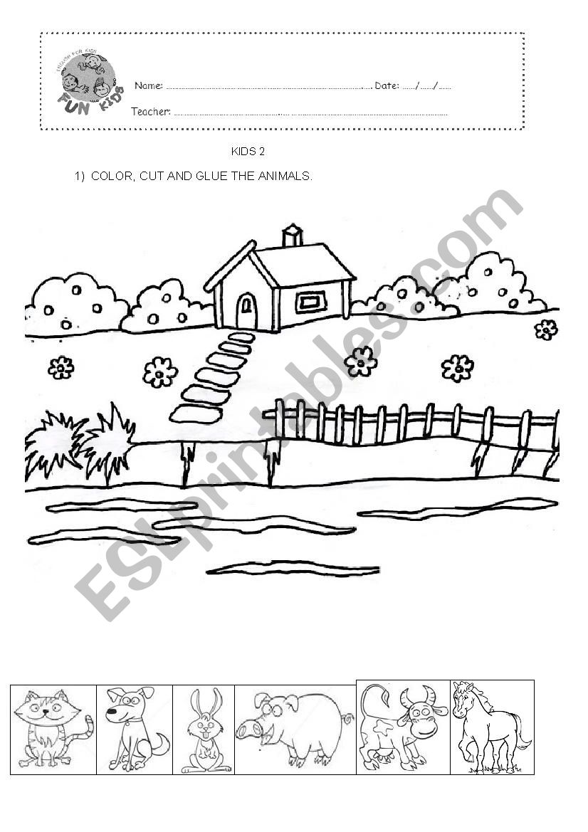 Farm animals worksheet