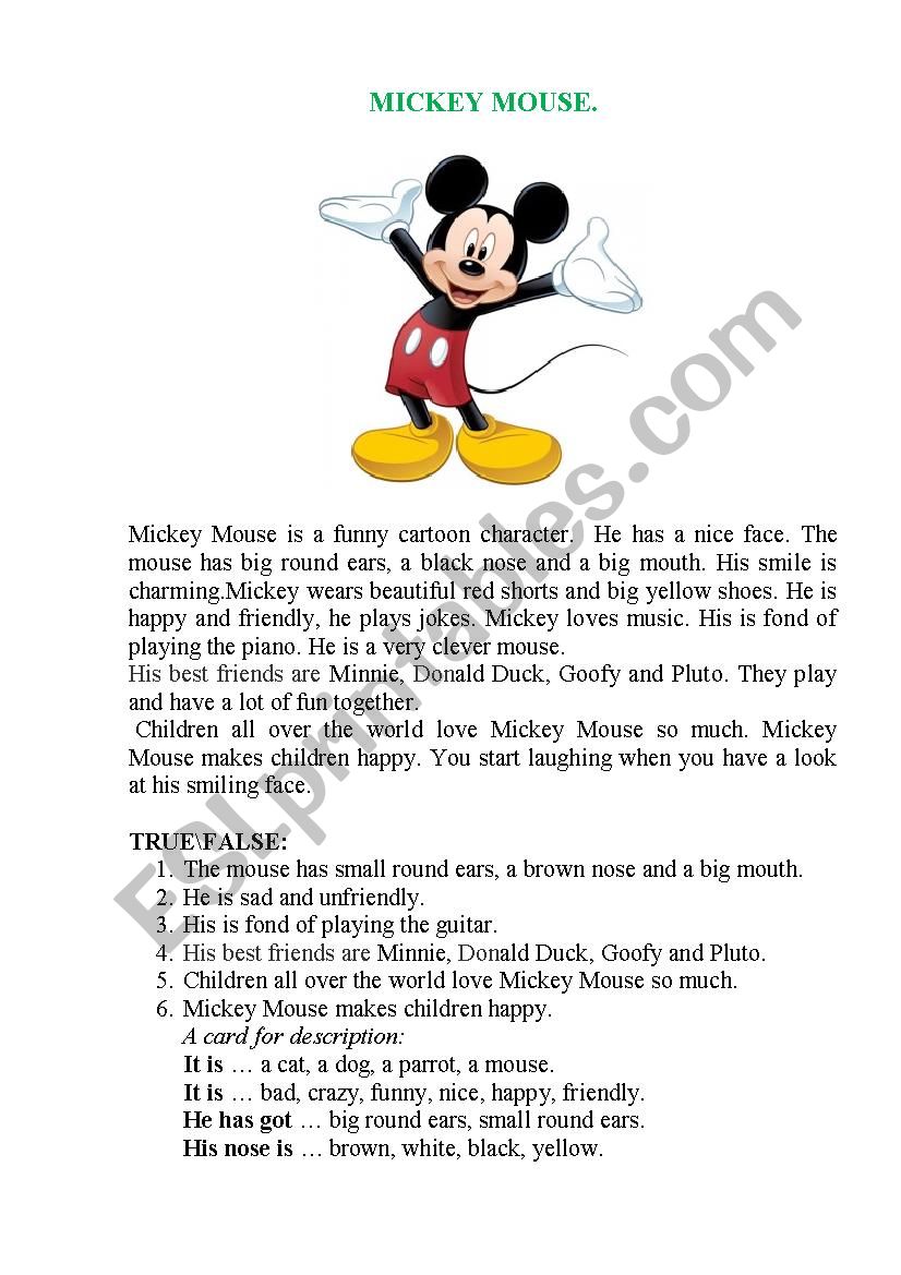 Mickey Mouse worksheet