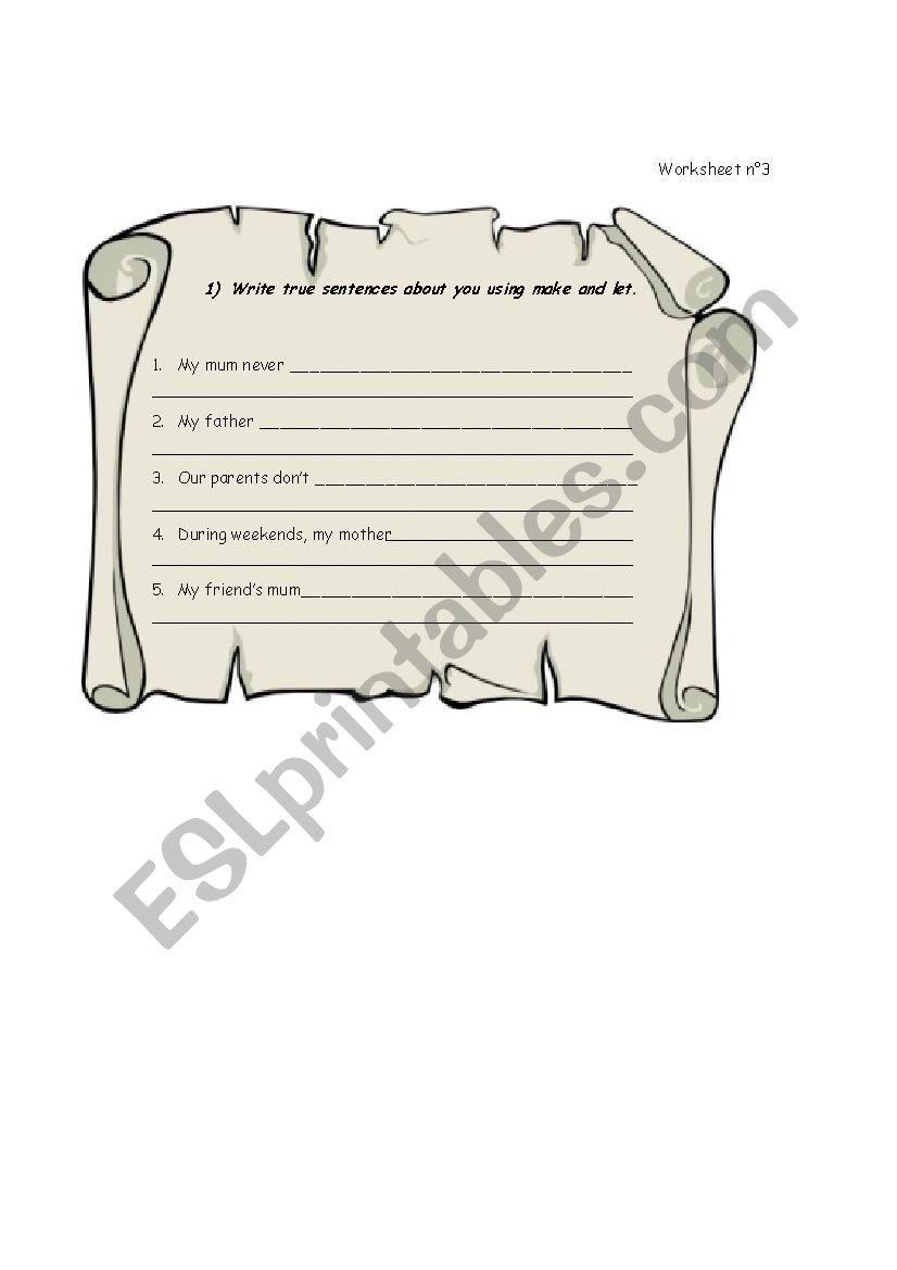 Use of make and let worksheet