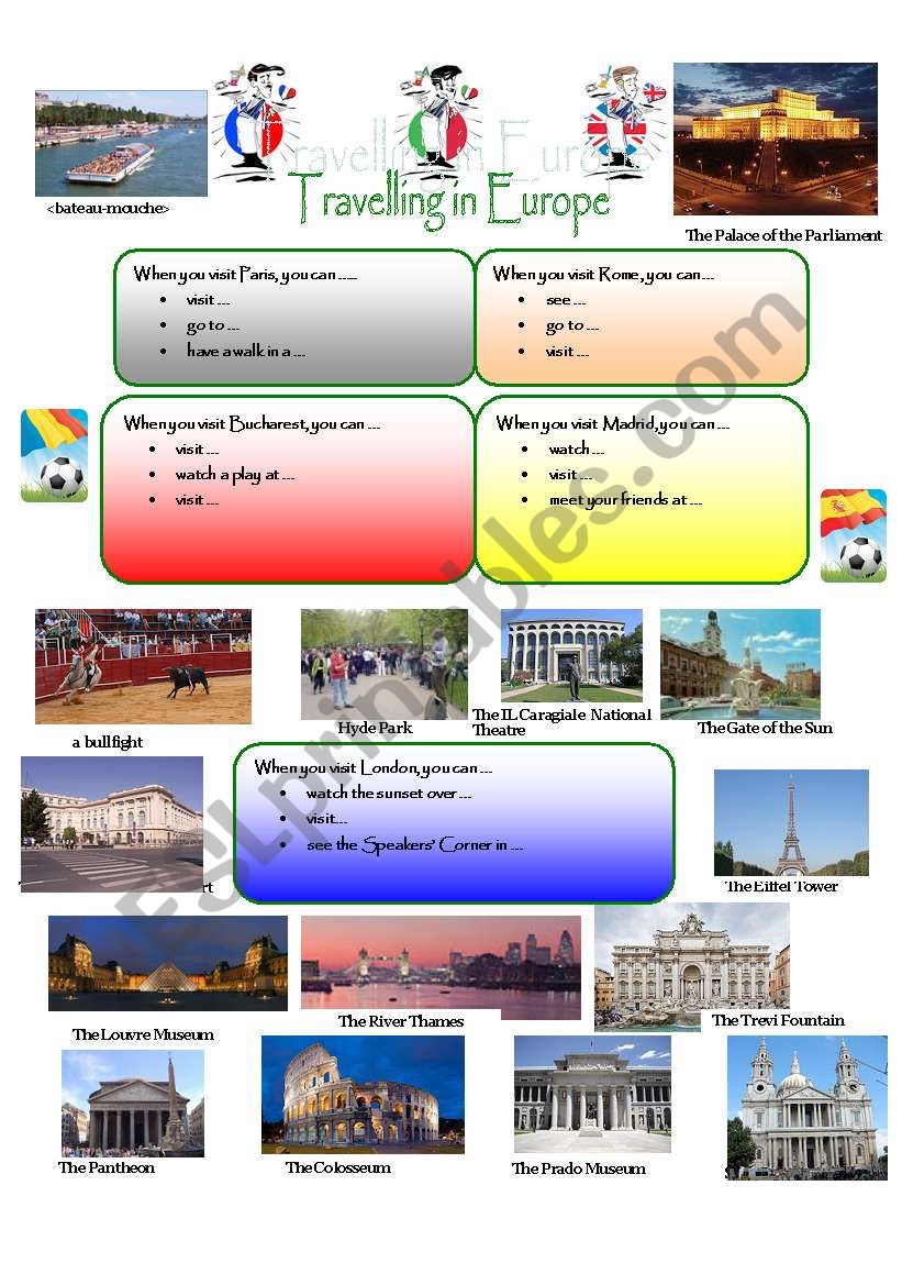 TRAVELLING IN EUROPE worksheet