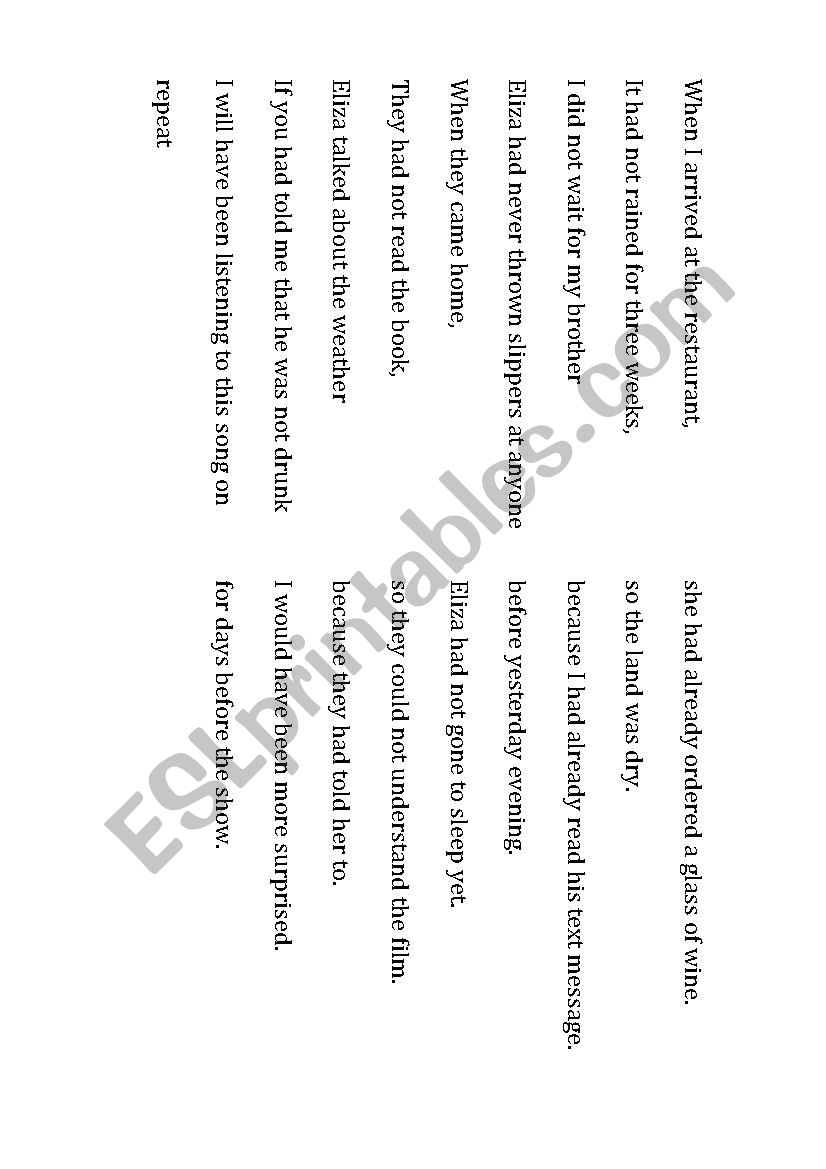 Perfect Verb Tense Review: Sentence Snippets