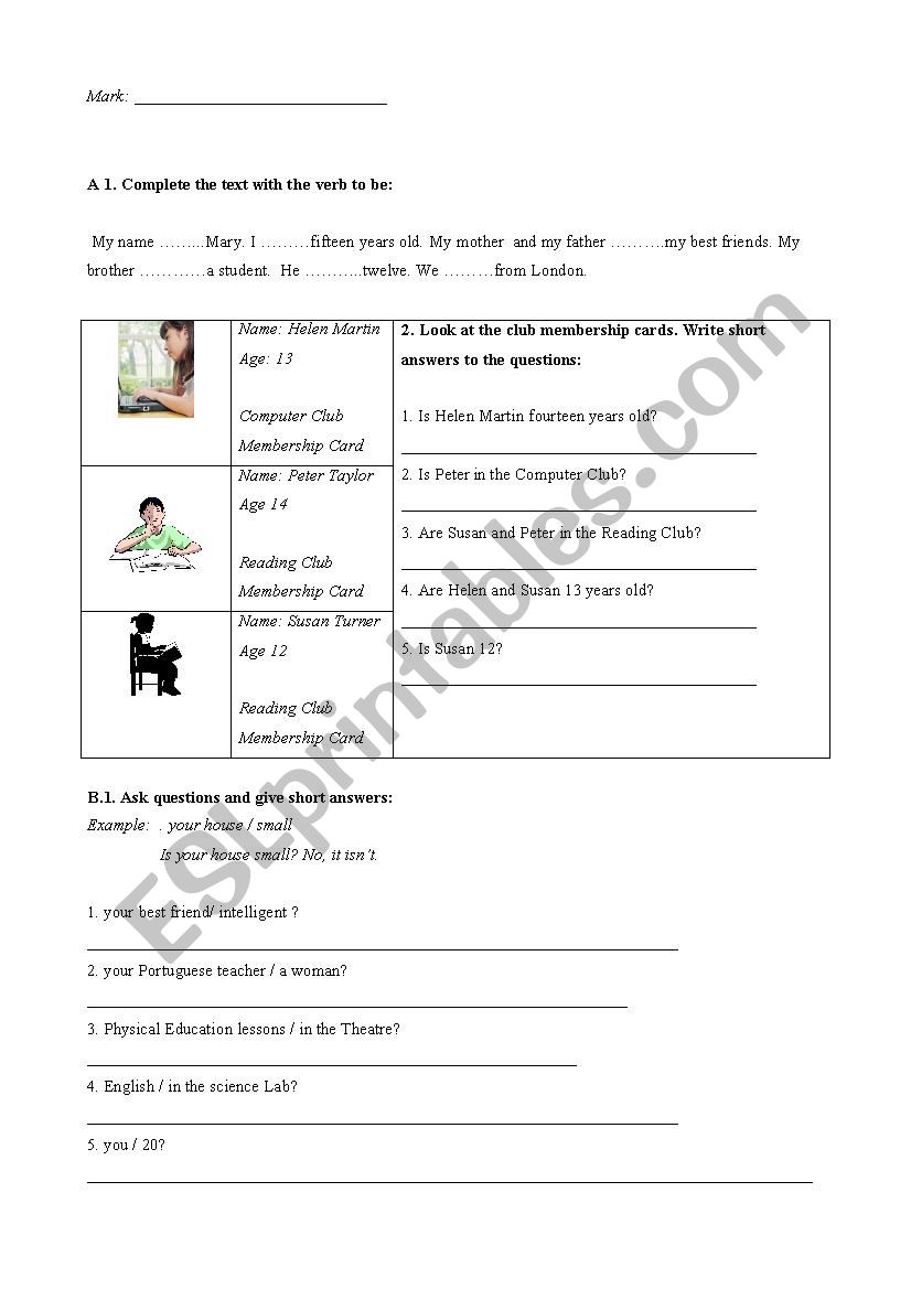 easy test worksheet