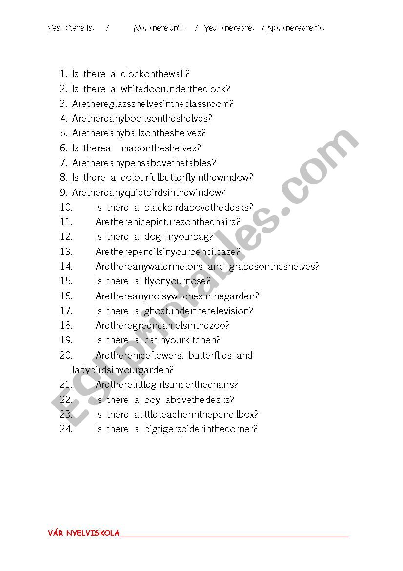 Is there / Are there with classroom vocabulary