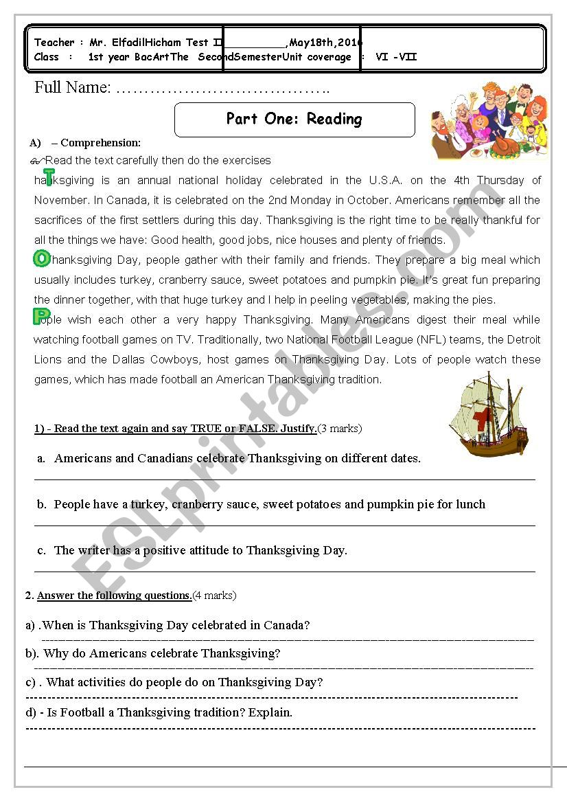 Test 2 Celebrations worksheet
