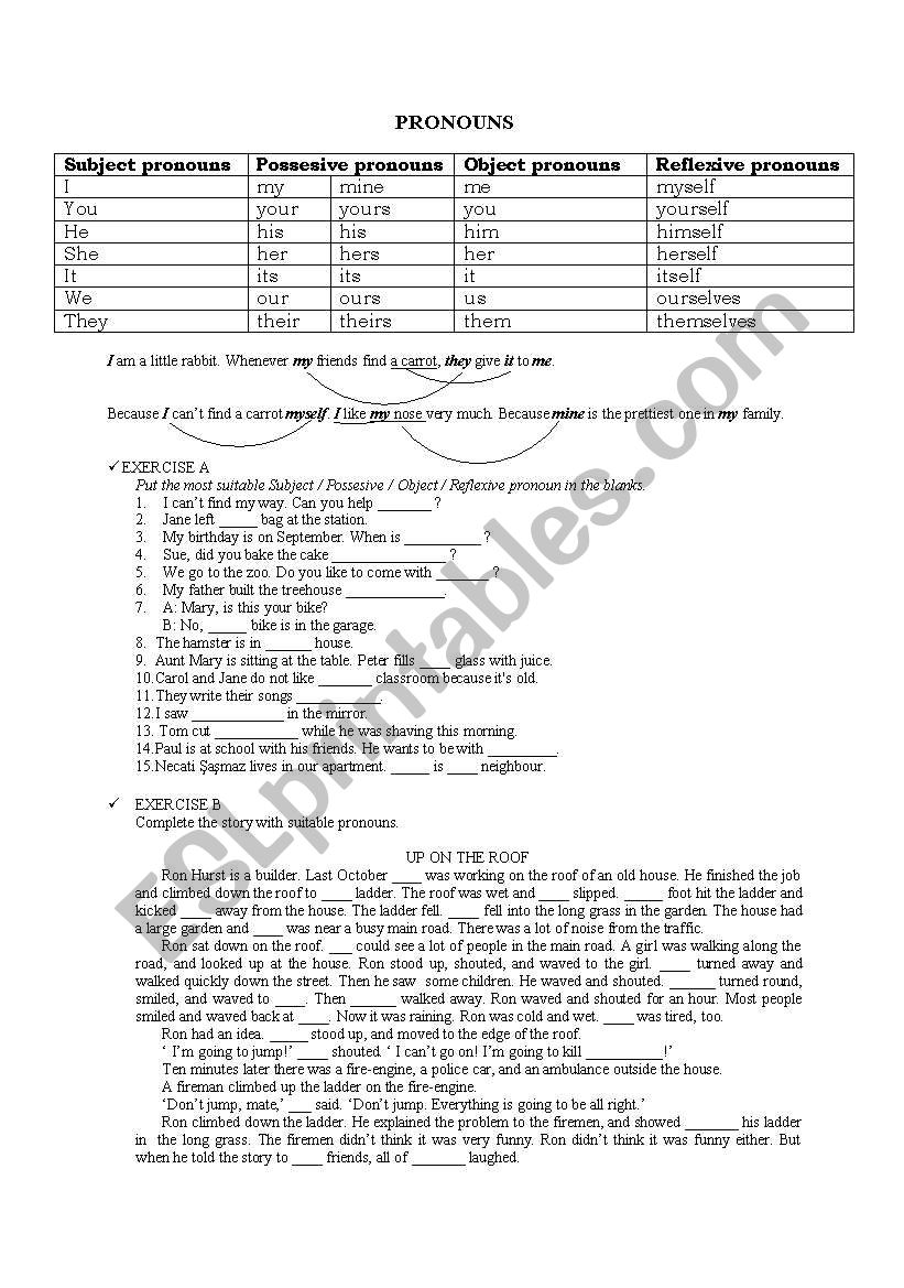 pronouns worksheet