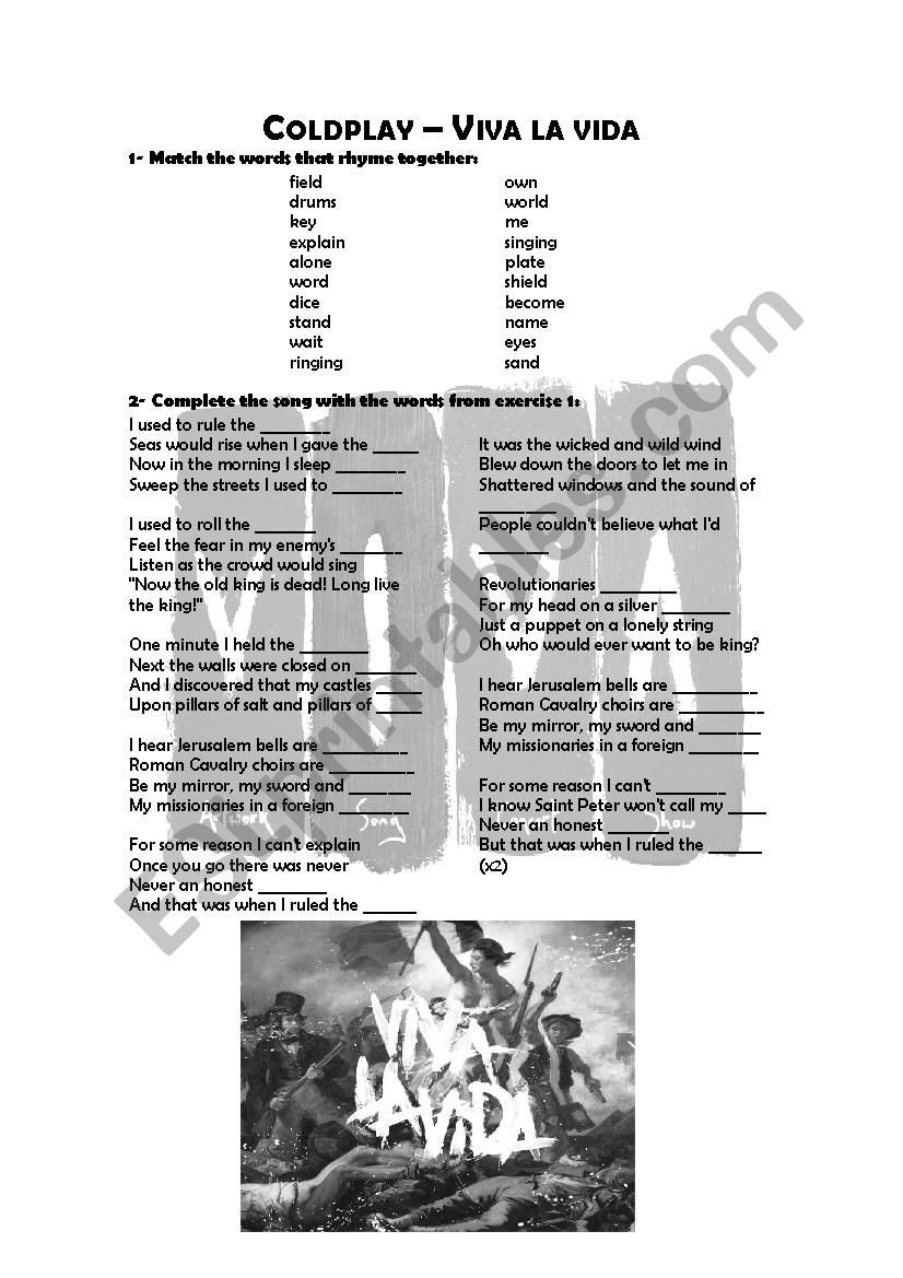 Coldplay - Viva la vida worksheet