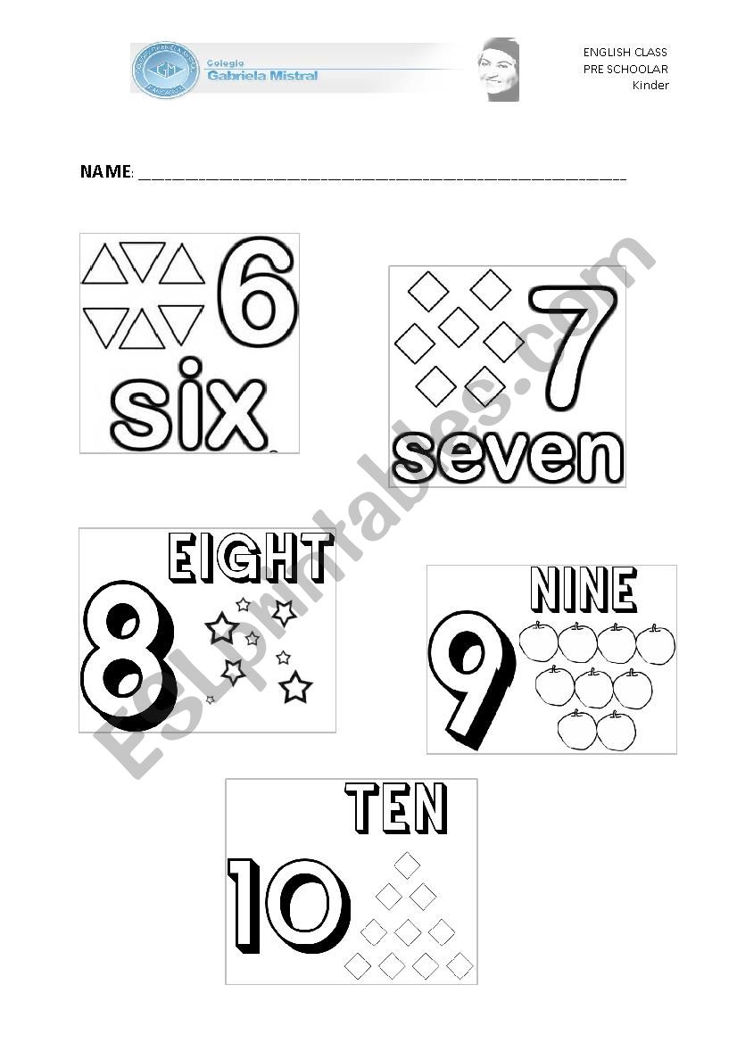 Numbers 1 to 10 worksheet