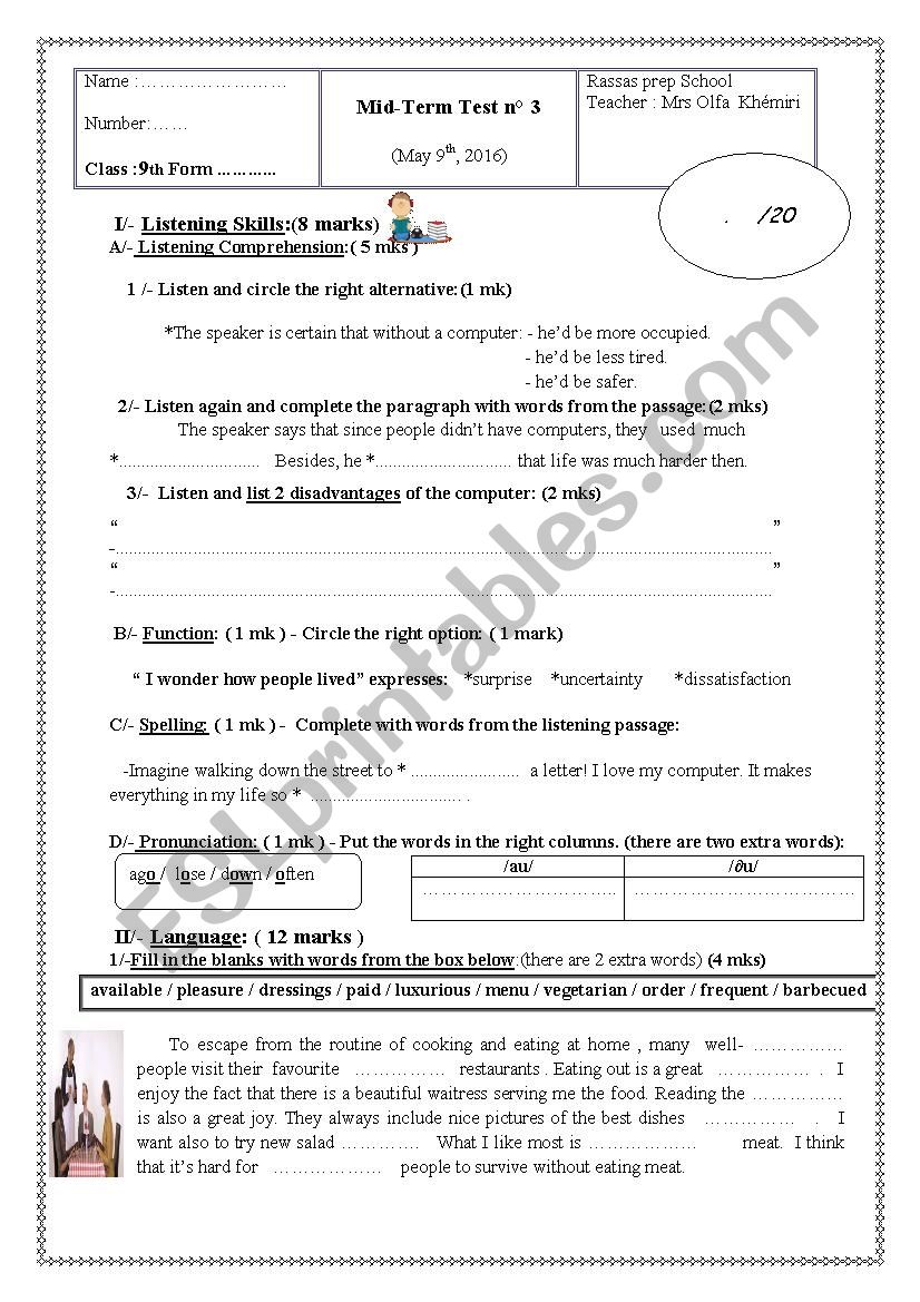 mid term test n3 worksheet