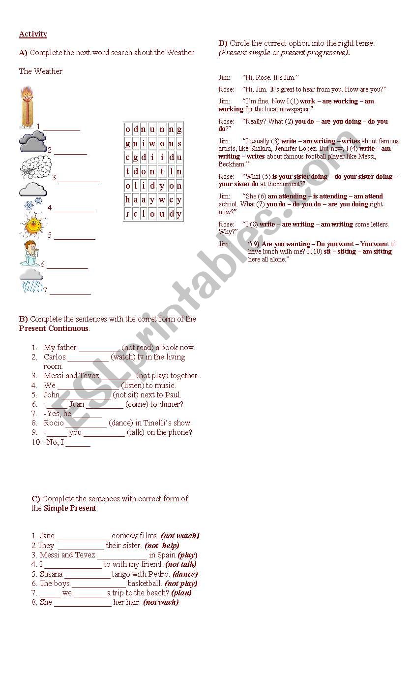 exercices worksheet