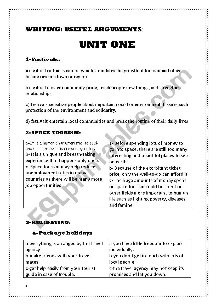 Bac preparation: Writing worksheet