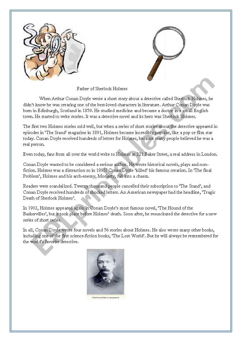 Father of Sherlock Holmes worksheet