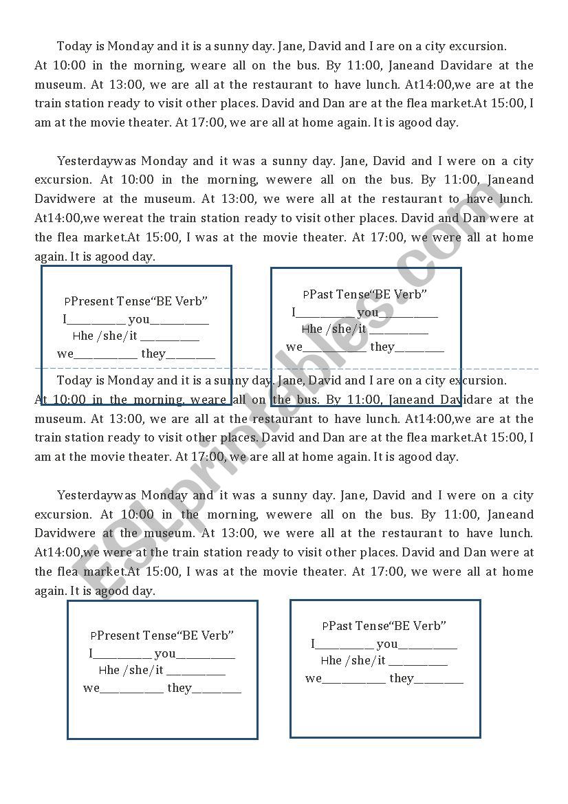 past simple be verbs worksheet