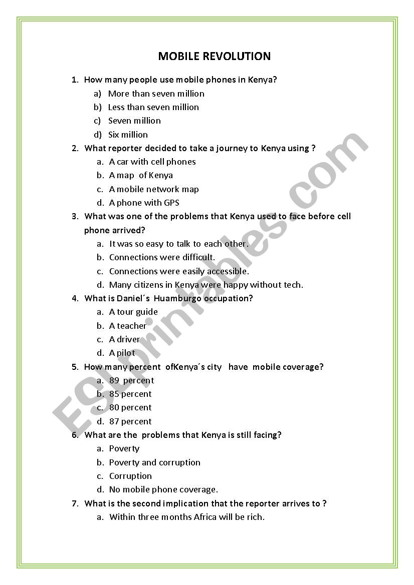 Mobile Revolution worksheet