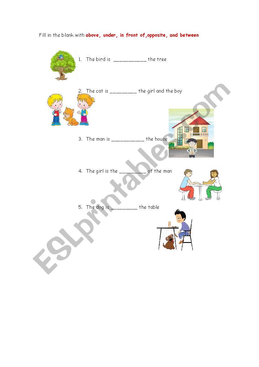 Preposition worksheet