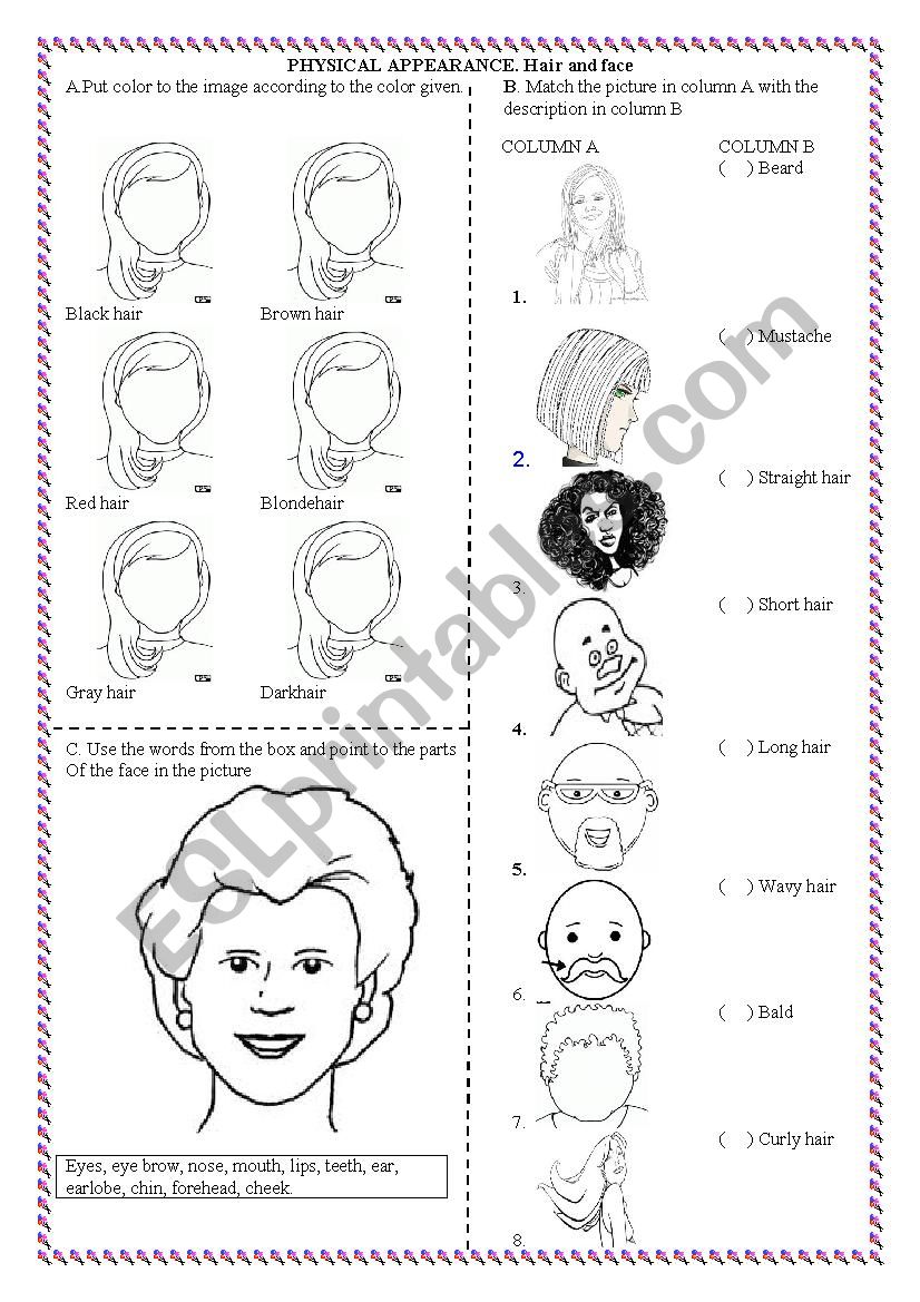 PHYSICAL APPEARANCE worksheet