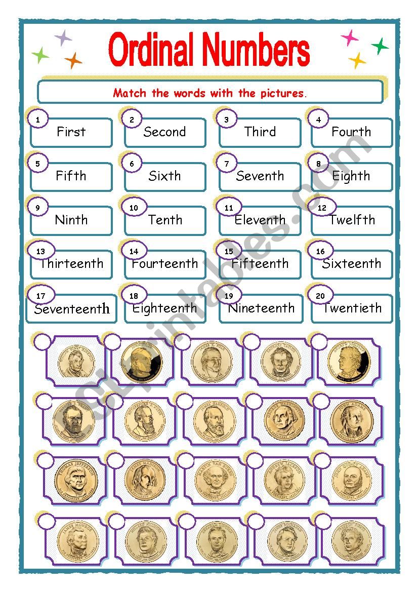 Ordinal Numbers  worksheet