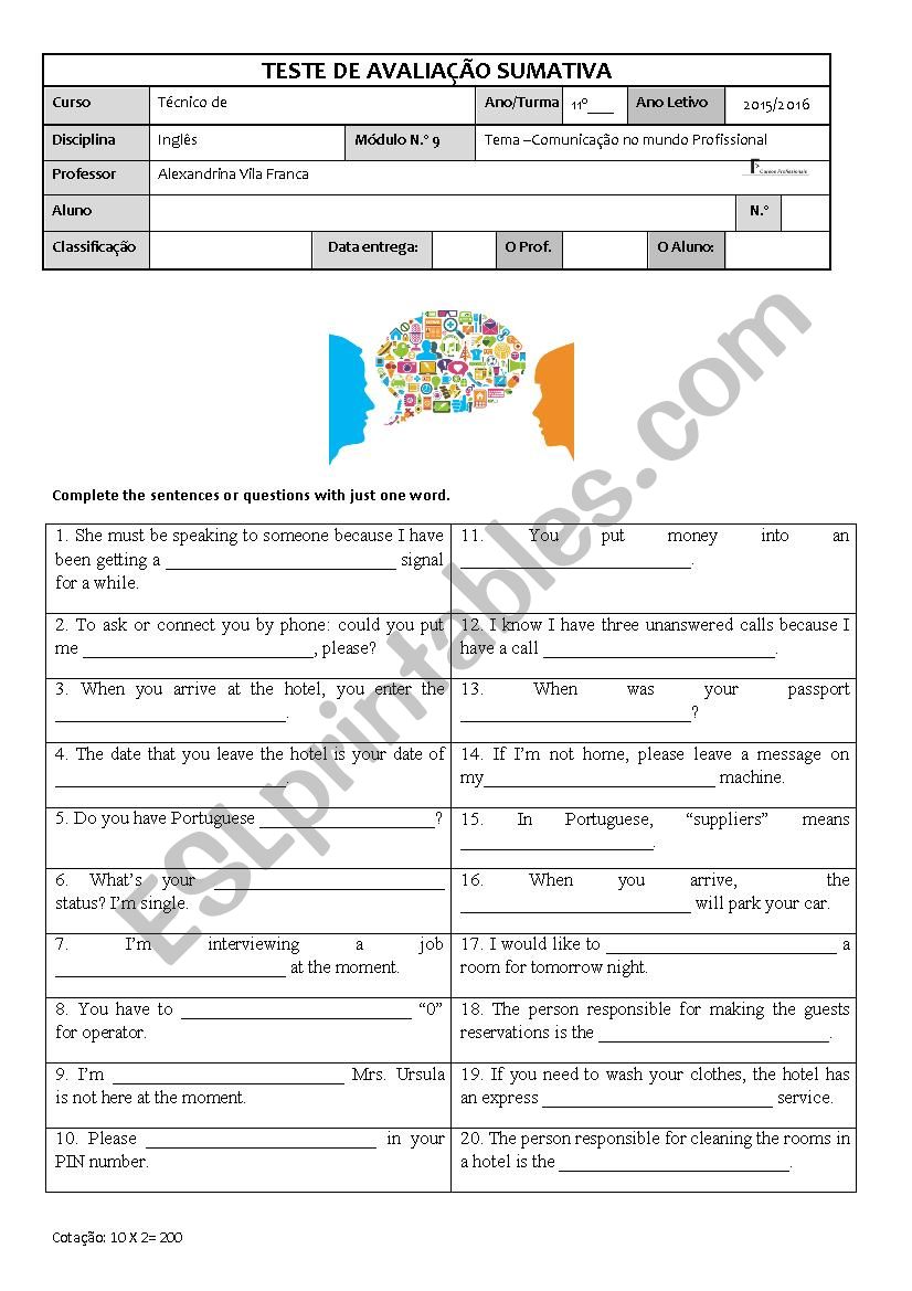 Test - Module 9 - communication in the business world