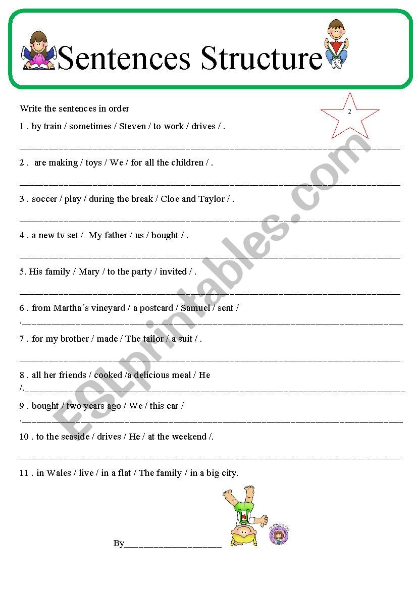 Sentence Structure 2 worksheet