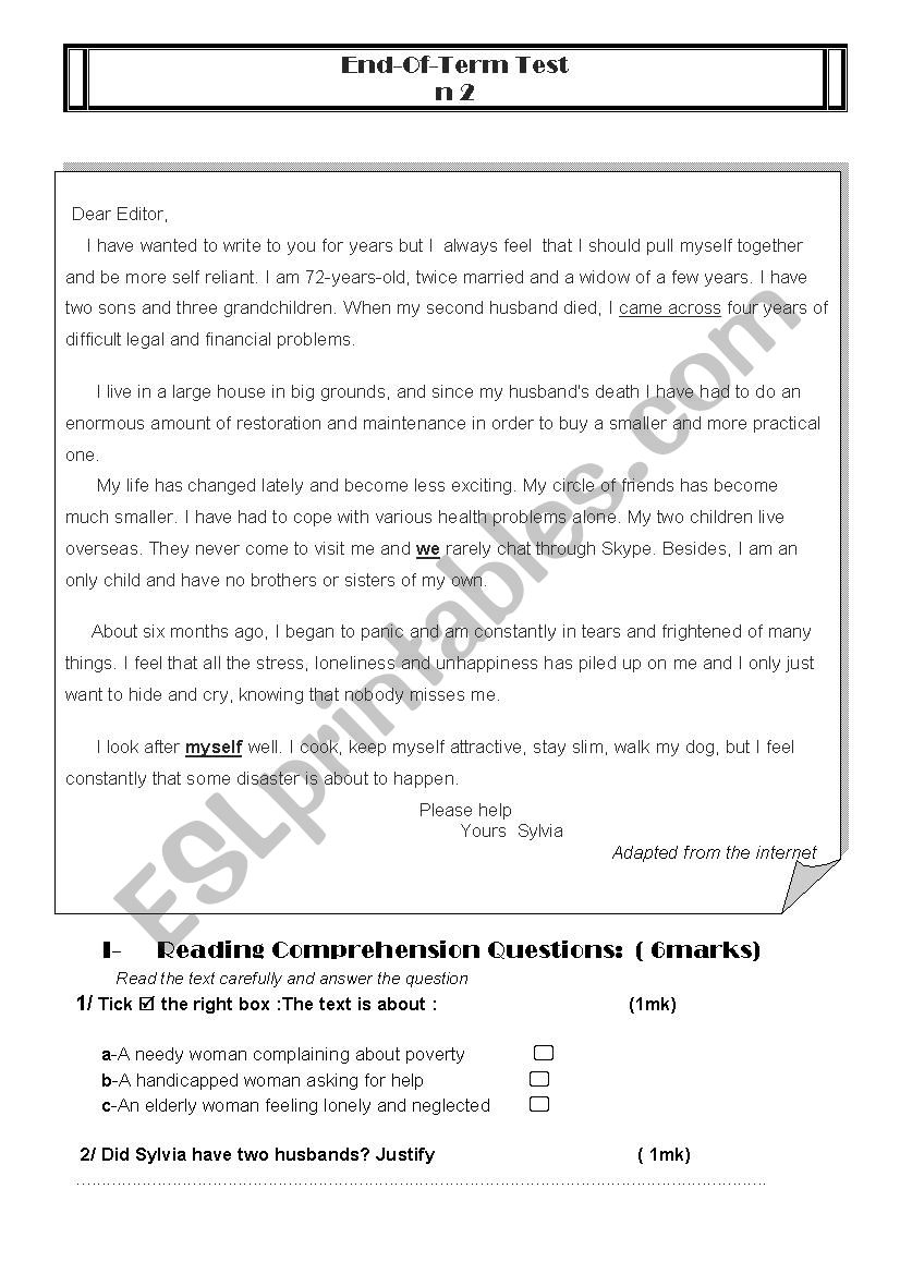 End-of-Term Test N3 worksheet