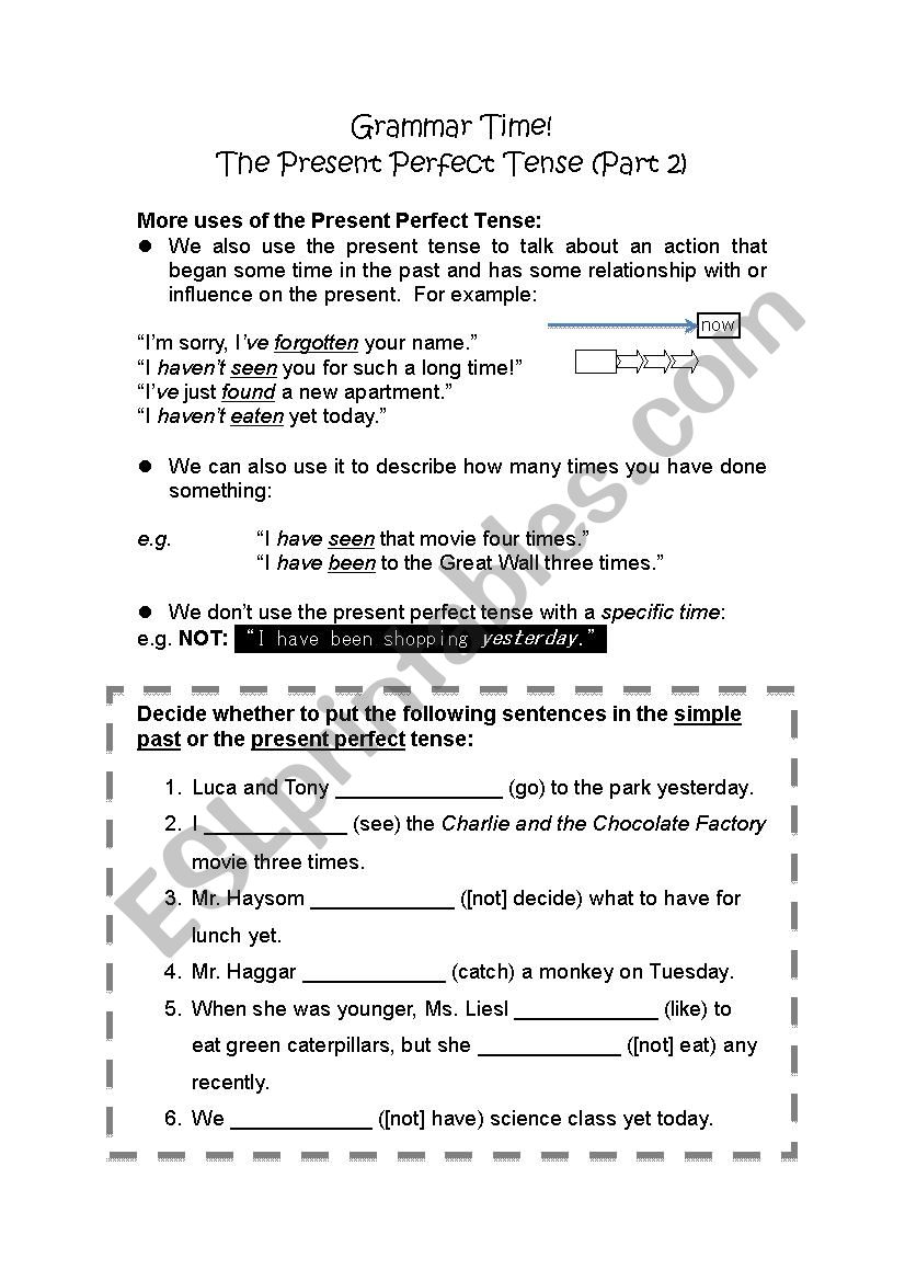 Present Perfect - Part 2 worksheet