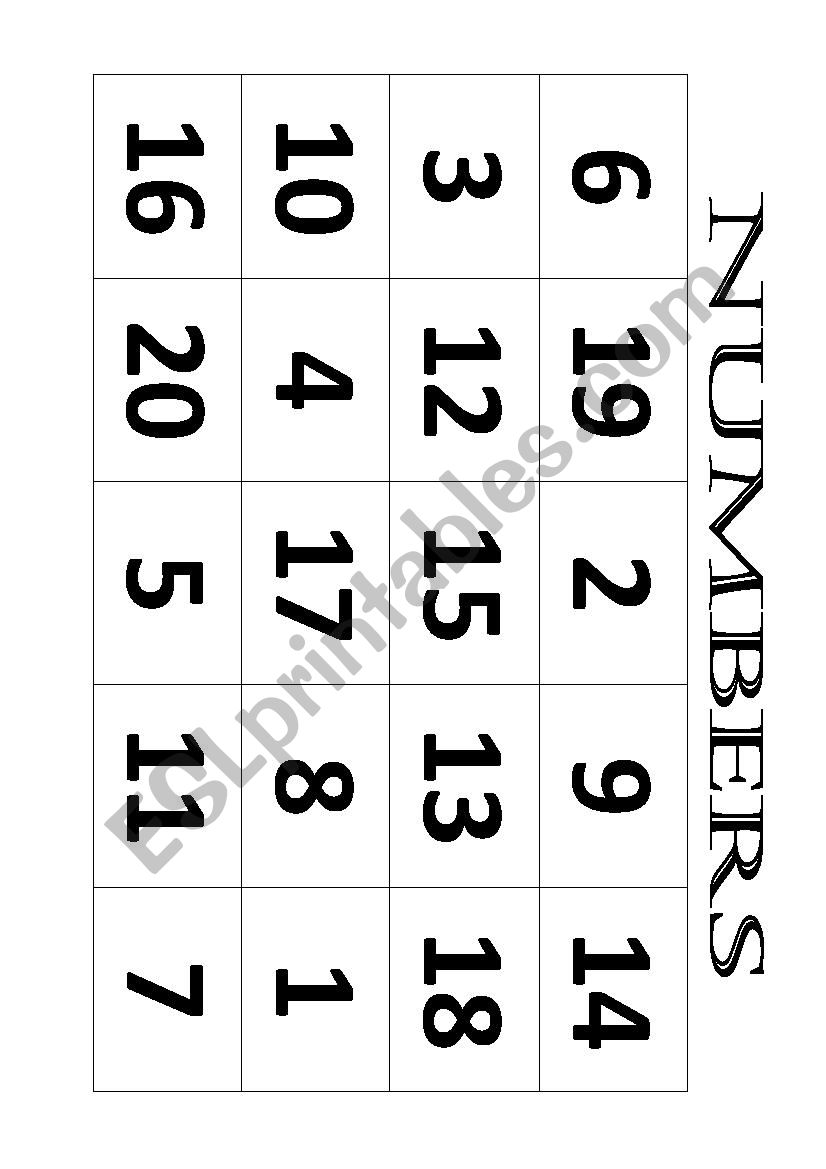 Numbers (1-20 Jumbled) worksheet