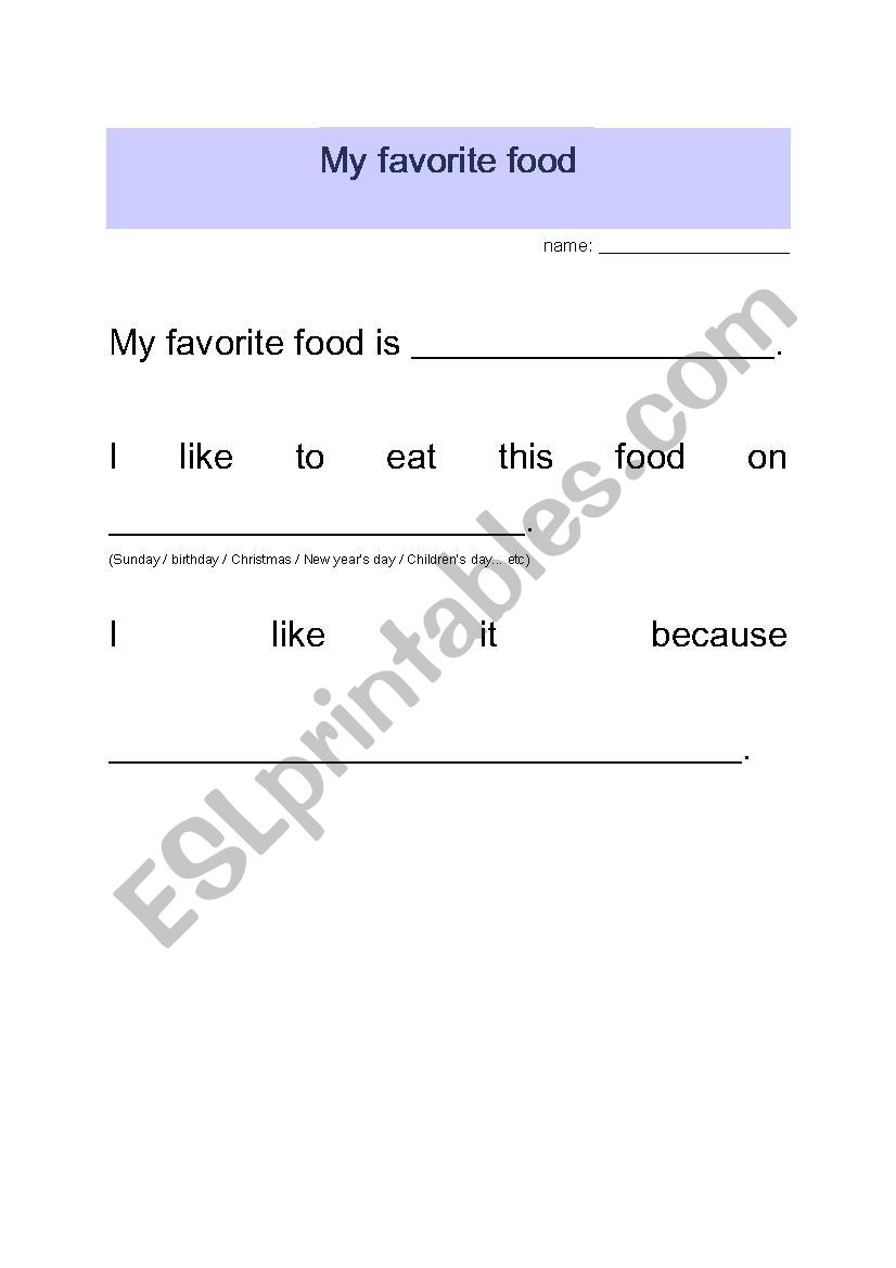 favorite food - ESL worksheet by maydie