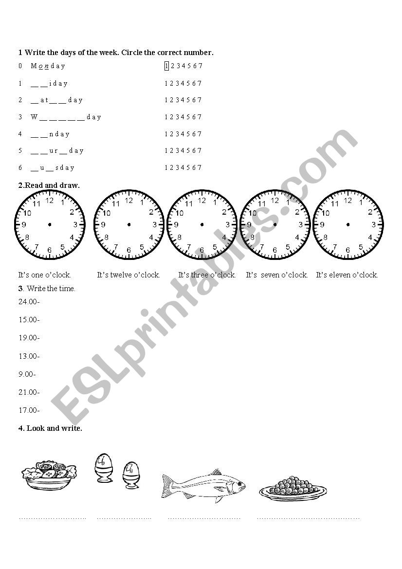 Time, food and days of the week