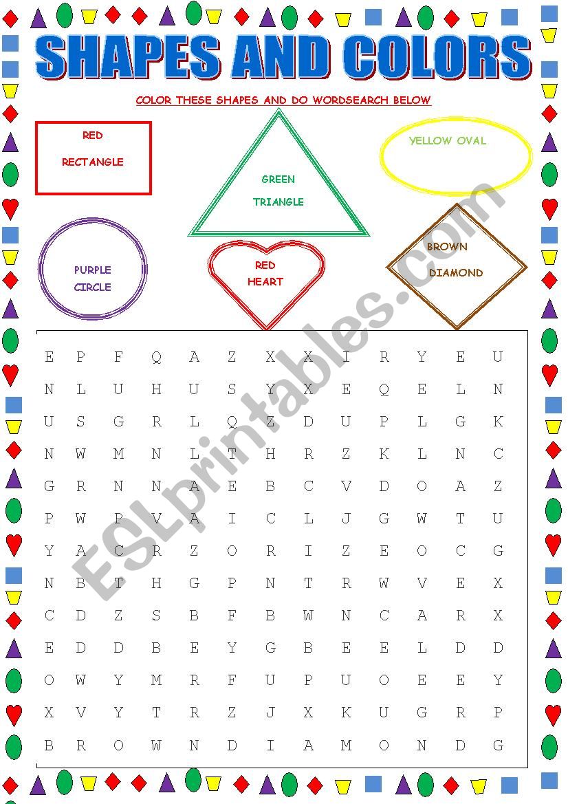 COLORS AND SHAPES worksheet