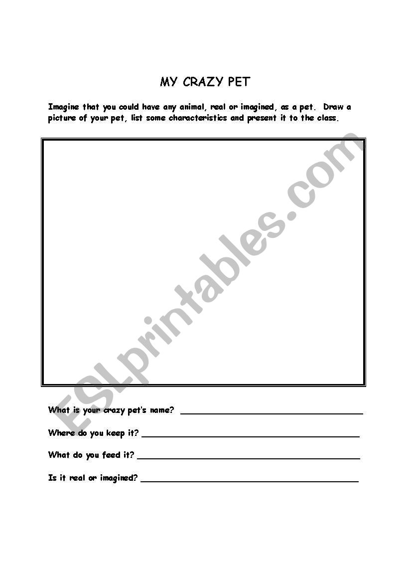 My Crazy Pet! worksheet