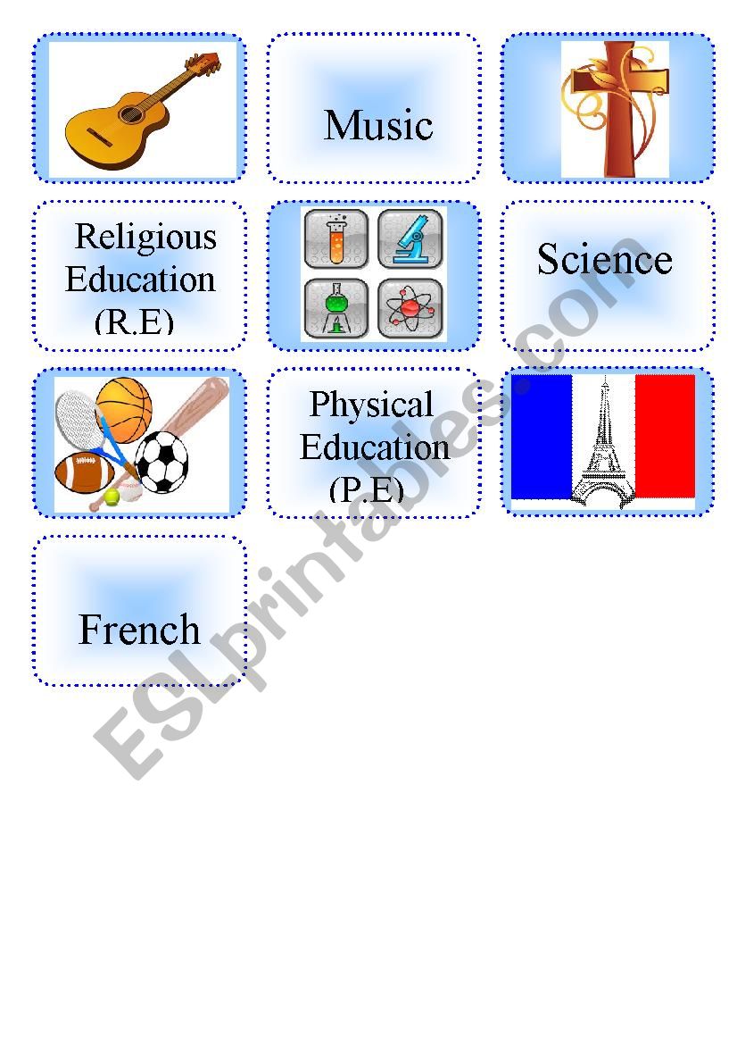 School subjects Memory part 2 worksheet