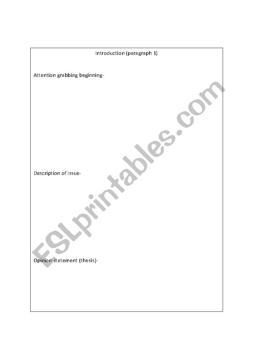 Graphic Organizer for Persuasive Writing