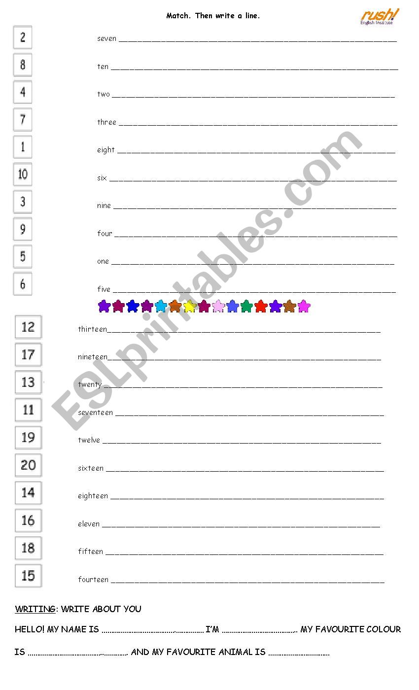 NUmbers 1-20 worksheet