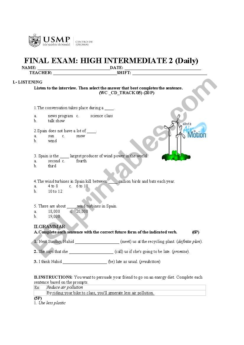 FINAL EXAM worksheet