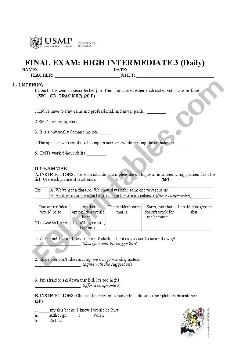 FINAL EXAM  worksheet