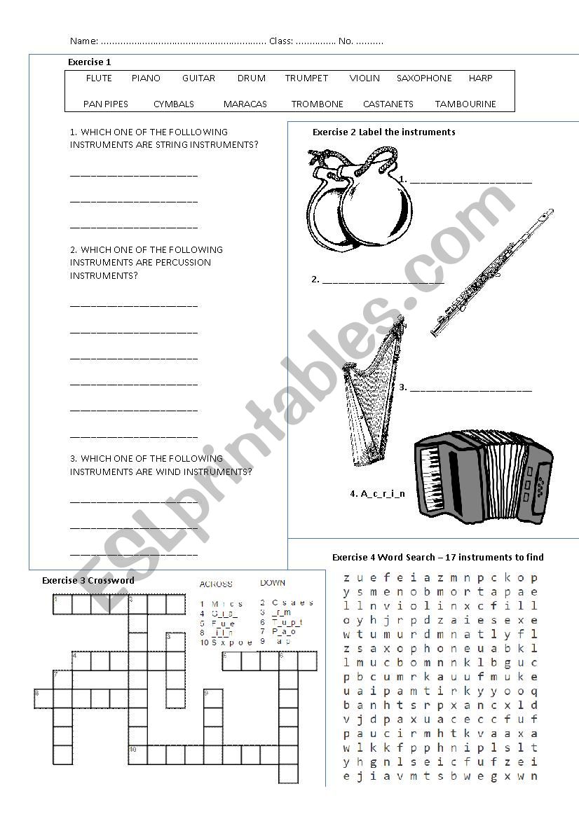 Learning musical instruments and their categories