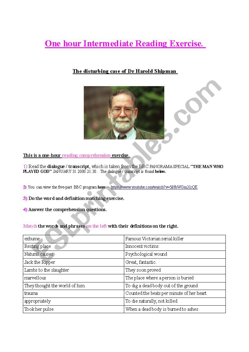 One Hour Intermediate Reading Exercise