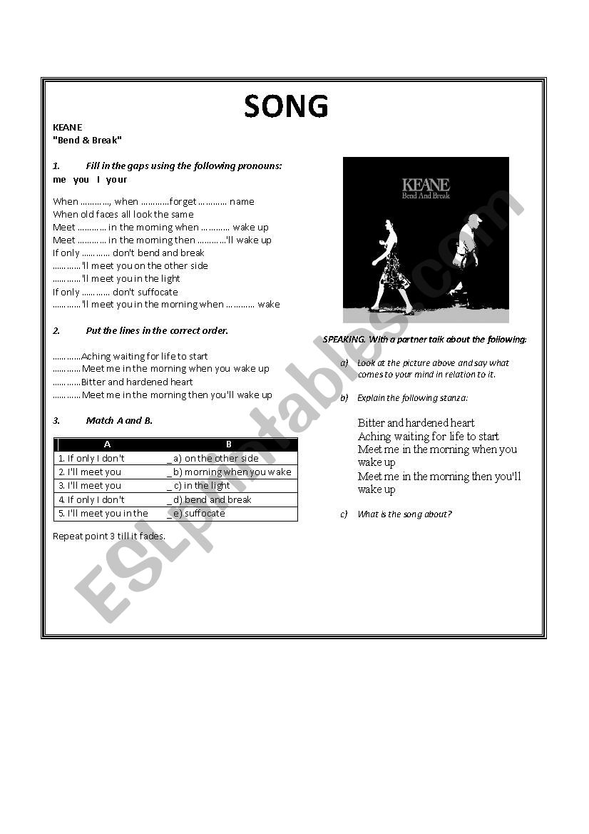 Bend and Break Keane worksheet