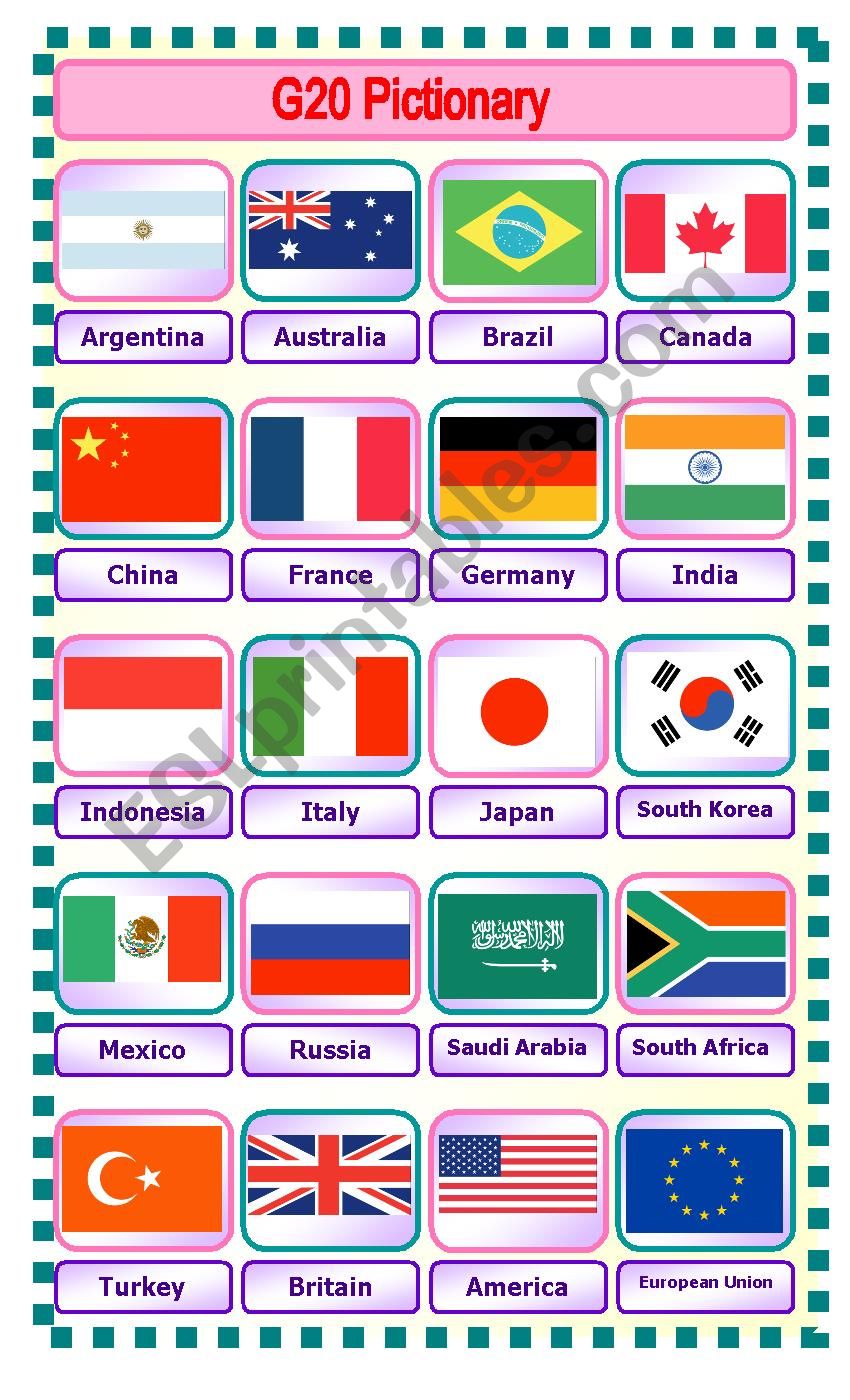 G20 Pictionary  worksheet