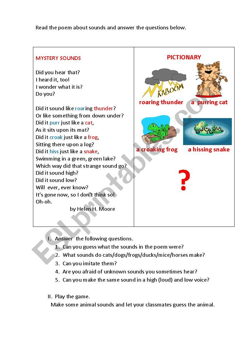 MYSTERY SOUNDS worksheet