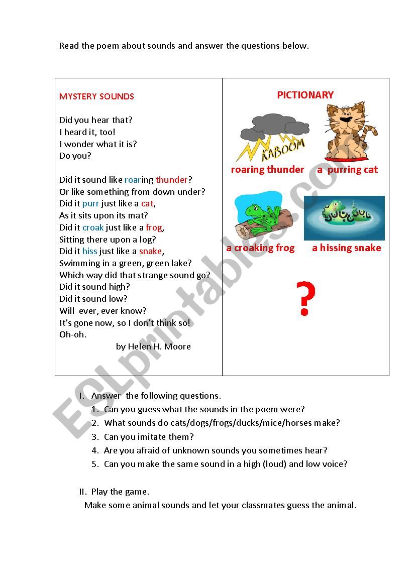 MYSTERY SOUNDS worksheet