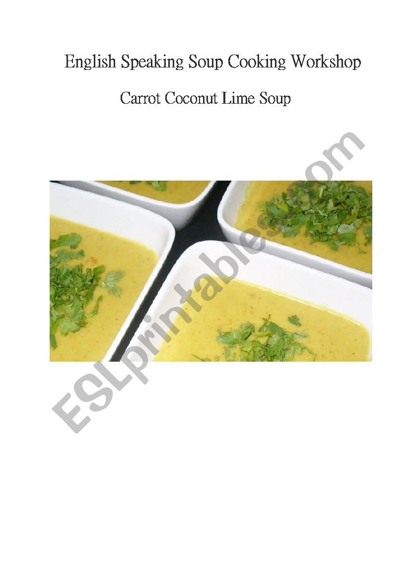 Carrot Coconut & Lime Soup - a cooking verb gap fill