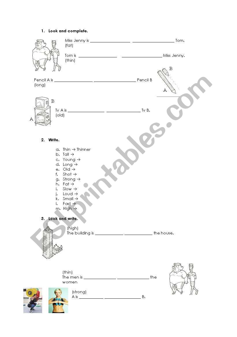 Comparative structure worksheet